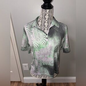 Sport Haley gray‎ green swirls athletic golf polo sporty outdoor performance